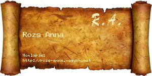 Rozs Anna névjegykártya
