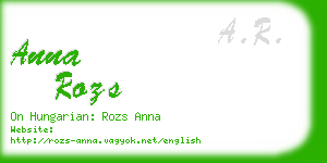 anna rozs business card